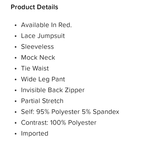 COPY - Lace Jumpsuit - Red used one time - Picture 4 of 5